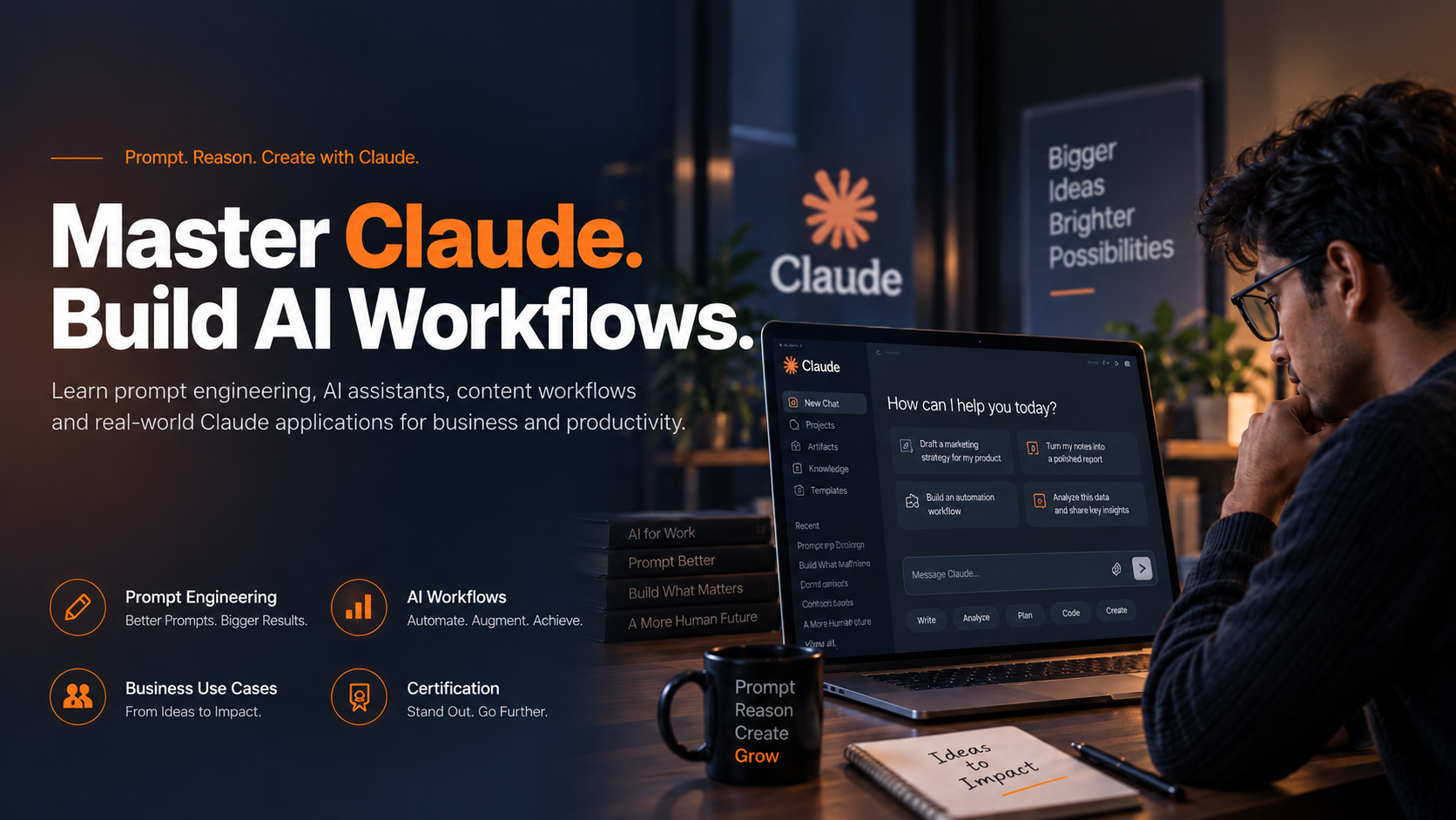 Master Claude and build AI workflows with prompt engineering and business use cases